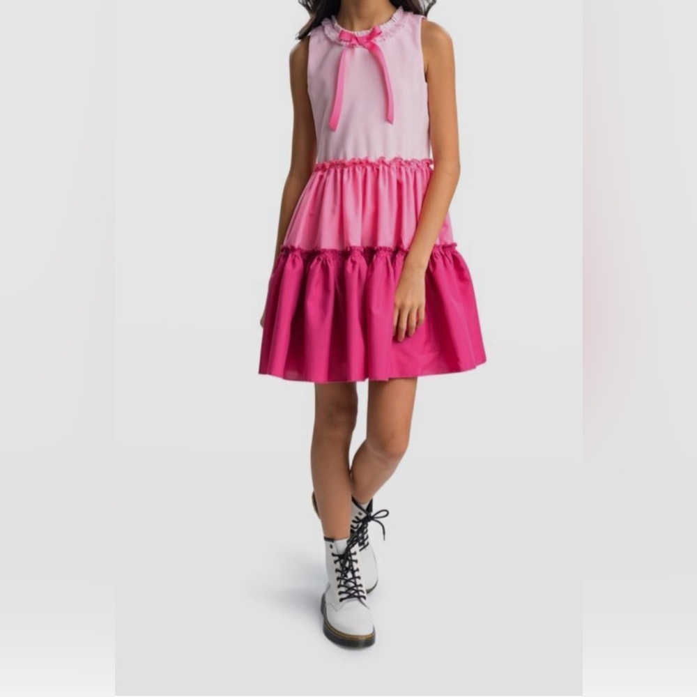 Zoe Ltd Kids Girl's Pink Toby Ombre Ruffle Bow Taffeta Dress Size 14 NWT